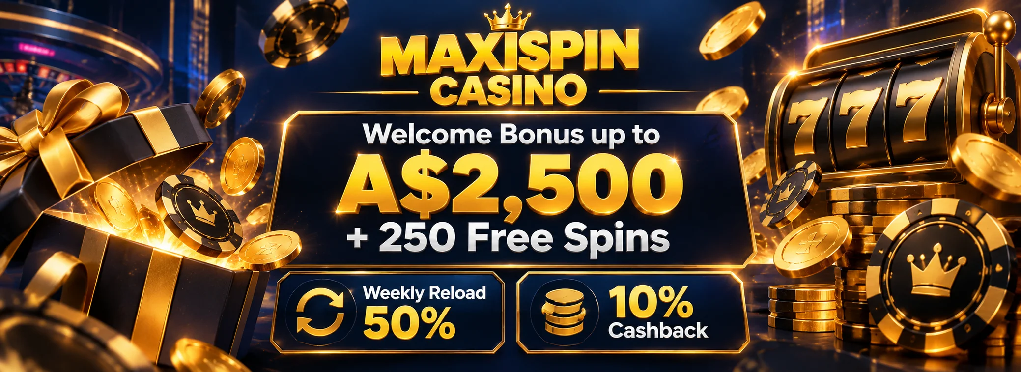A$2,500 + 250 free spins